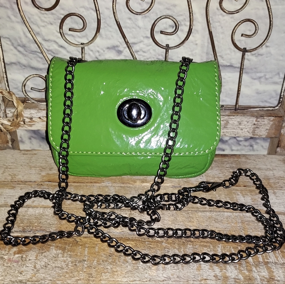 Hobo International Leather Green Convertible Handbag Card Clutch Waist Bag